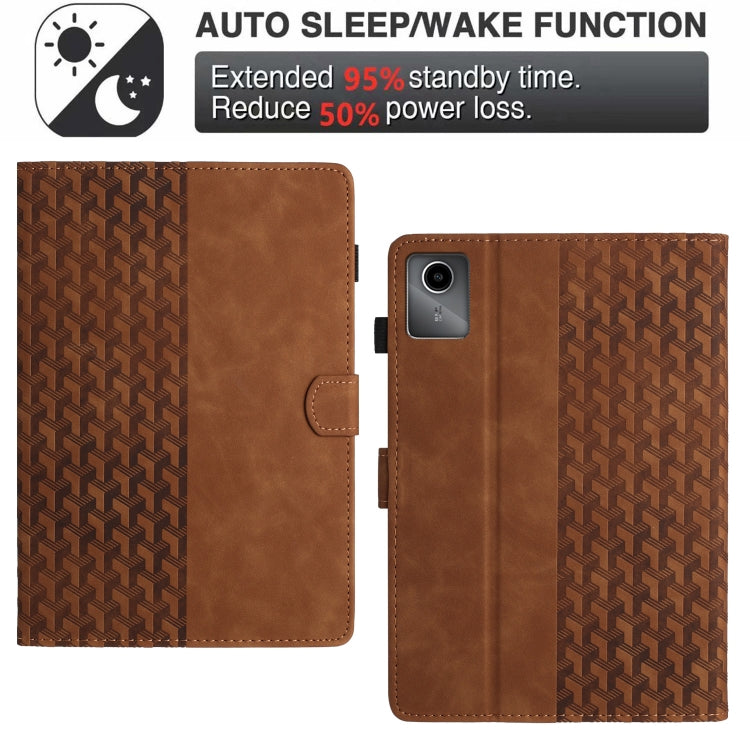 For Lenovo Tab M11/Xiaoxin Pad 11 2024 Building Blocks Embossed Leather Smart Tablet Case(Brown)