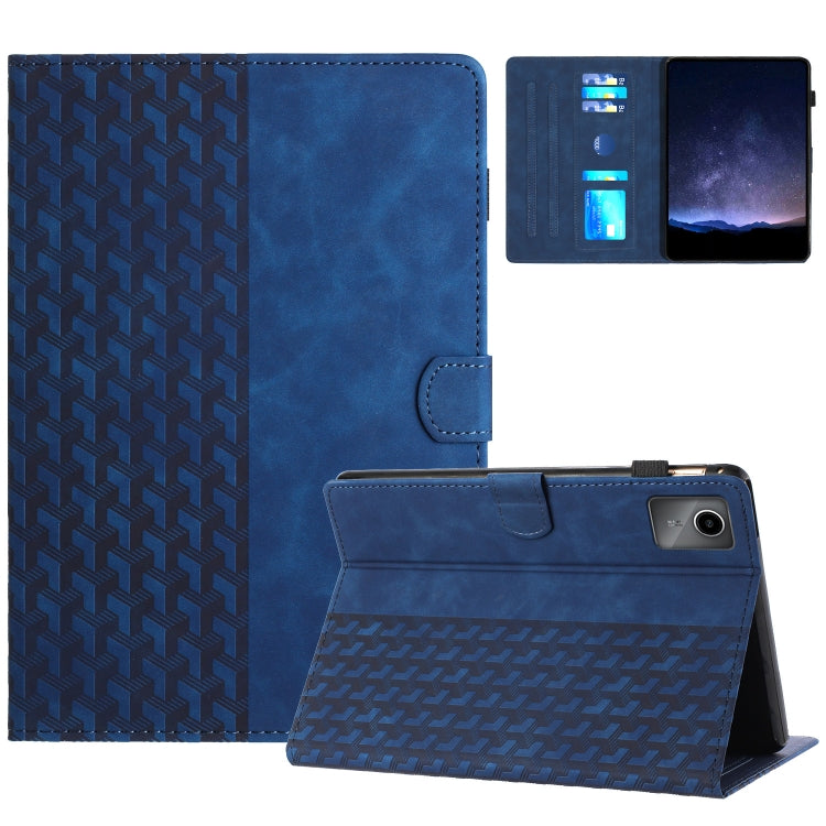 For Lenovo Tab M11/Xiaoxin Pad 11 2024 Building Blocks Embossed Leather Smart Tablet Case(Blue)