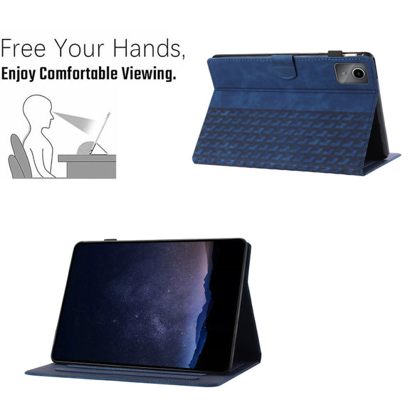 For Lenovo Tab M11/Xiaoxin Pad 11 2024 Building Blocks Embossed Leather Smart Tablet Case(Blue)