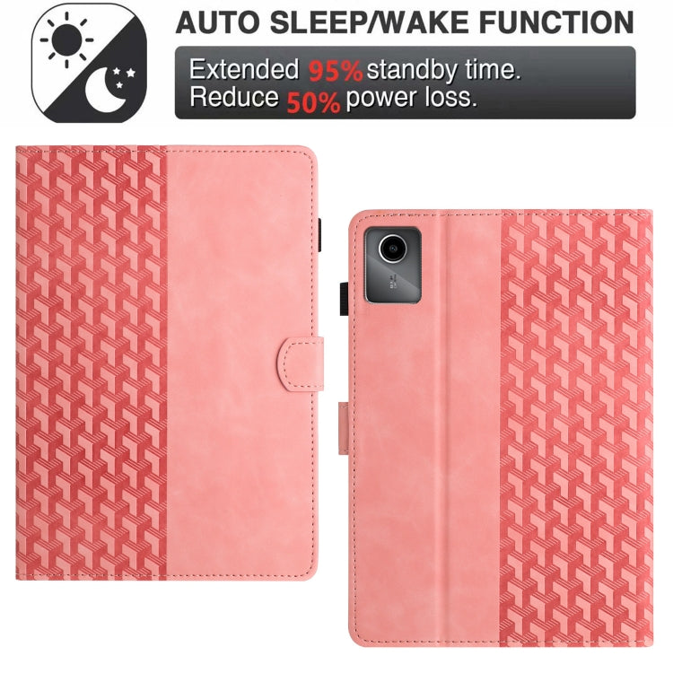 For Lenovo Tab M11/Xiaoxin Pad 11 2024 Building Blocks Embossed Leather Smart Tablet Case(Pink)