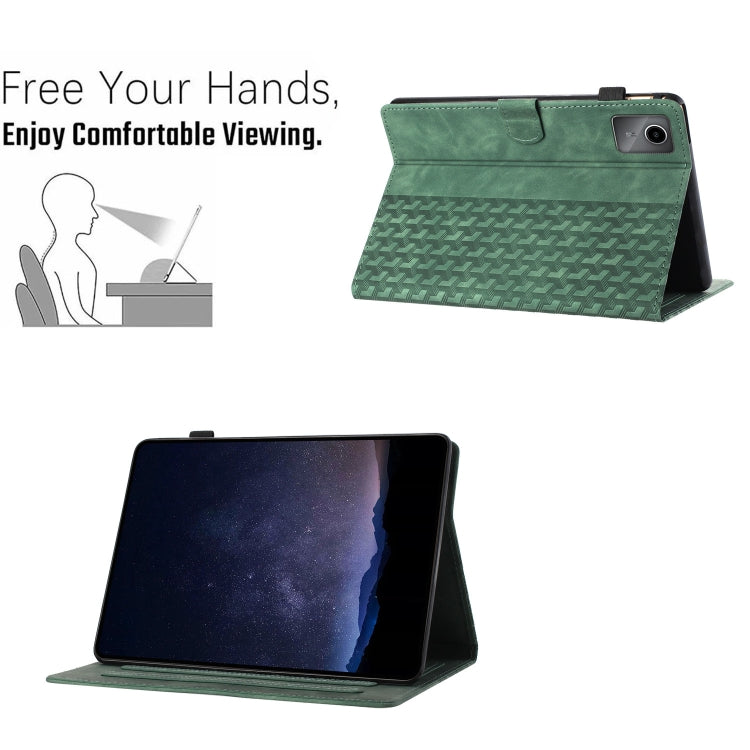 For Lenovo Tab M11/Xiaoxin Pad 11 2024 Building Blocks Embossed Leather Smart Tablet Case(Green)