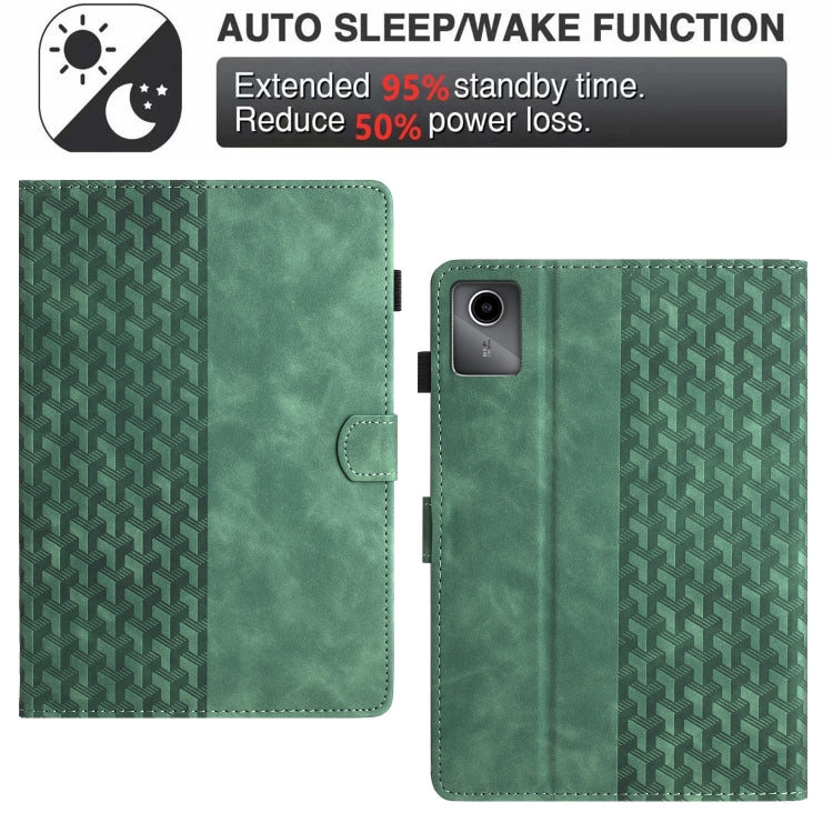 For Lenovo Tab M11/Xiaoxin Pad 11 2024 Building Blocks Embossed Leather Smart Tablet Case(Green)