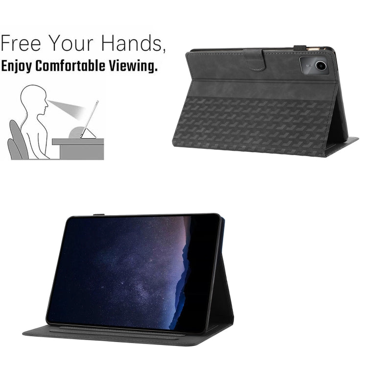 For Lenovo Tab M11/Xiaoxin Pad 11 2024 Building Blocks Embossed Leather Smart Tablet Case(Black)