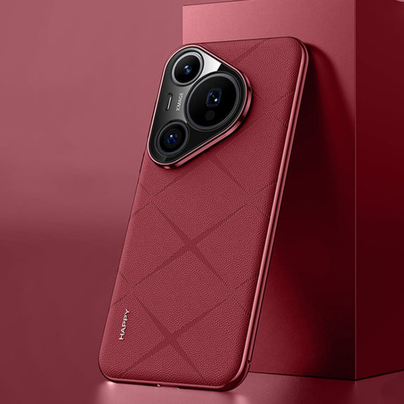 For Huawei Pura 70 Pro / Pro+ Plain Leather PC Phone Case(Wine Red)