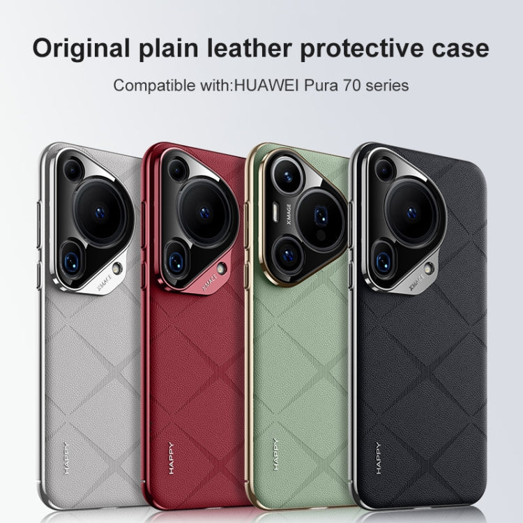 For Huawei Pura 70 Plain Leather PC Phone Case(Green)