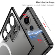 For Samsung Galaxy S24 Ultra 5G Snap Buckle Metal Frame Frosted MagSafe Phone Case(Black)