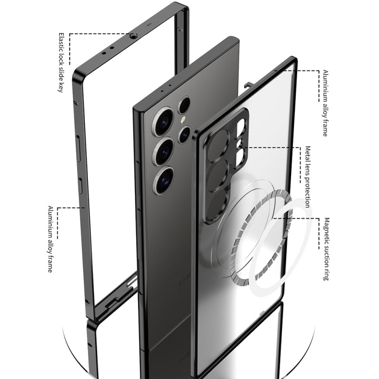For Samsung Galaxy S24+ 5G Snap Buckle Metal Frame Frosted MagSafe Phone Case(Black)