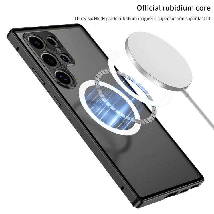 For Samsung Galaxy S24+ 5G Snap Buckle Metal Frame Frosted MagSafe Phone Case(Black)