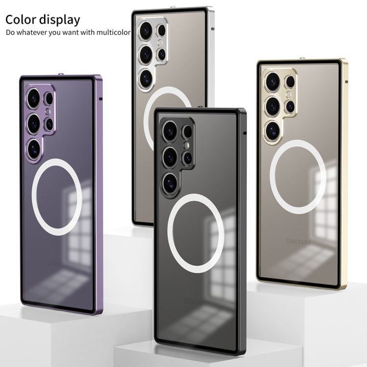 For Samsung Galaxy S24+ 5G Snap Buckle Metal Frame Frosted MagSafe Phone Case(Black)