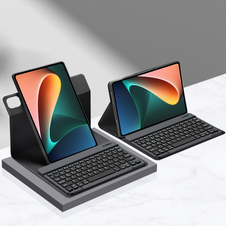For Xiaomi Pad 5 Pro 12.4 inch Detachable Keyboard Smart Tablet Leather Case(Black)