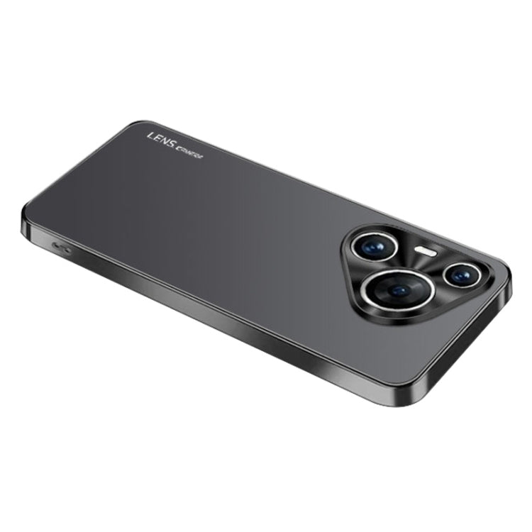 For Huawei Pura 70 AG Frosted Electroplating Acrylic Phone Case(Black)