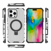 For iPhone 16 Pro Max Grating Holder Shockproof Phone Case(Transparent)