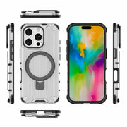 For iPhone 16 Pro Grating Holder Shockproof Phone Case(Transparent)