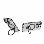 For iPhone 16 Pro Grating Holder Shockproof Phone Case(Transparent)
