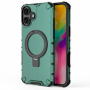 For iPhone 16 Plus Grating Holder Shockproof Phone Case(Green)