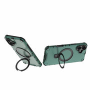 For iPhone 16 Plus Grating Holder Shockproof Phone Case(Green)