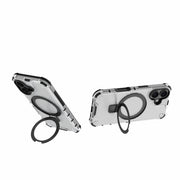 For iPhone 16 Grating Holder Shockproof Phone Case(Transparent)