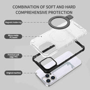 For iPhone 16 Pro Max Grating Holder Shockproof Phone Case(Transparent)