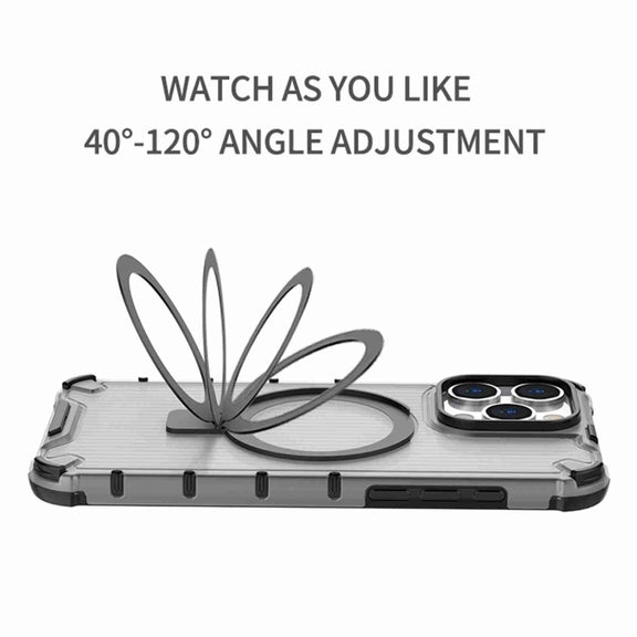 For iPhone 16 Pro Max Grating Holder Shockproof Phone Case(Transparent)
