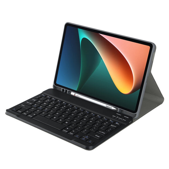 For Xiaomi Pad 5 / Pad 5 Pro 11 inch Wireless Bluetooth Keyboard Tablet Leather Case with Pen Slot(Black)