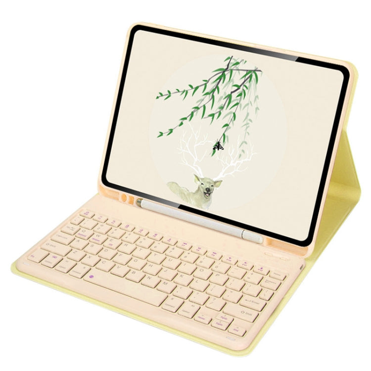 For Xiaomi Pad 5 / Pad 5 Pro 11 inch Wireless Bluetooth Keyboard Tablet Leather Case with Pen Slot(Yellow)