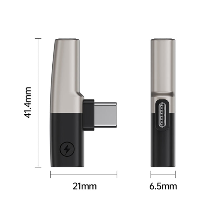 2 in 1 USB-C / Type-C to 3.5mm + USB-C / Type-C DAC Audio Phone Charging Adapter(Tarnish)