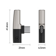 2 in 1 USB-C / Type-C to 3.5mm + USB-C / Type-C DAC Audio Phone Charging Adapter(Tarnish)