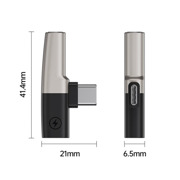 2 in 1 USB-C / Type-C to 3.5mm + USB-C / Type-C DAC Audio Phone Charging Adapter(Tarnish)