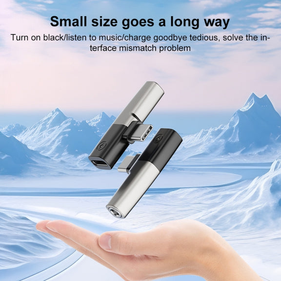 2 in 1 USB-C / Type-C to 3.5mm + USB-C / Type-C DAC Audio Phone Charging Adapter(Tarnish)
