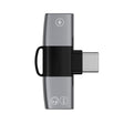2 in 1 USB-C / Type-C to Dual USB-C / Type-C T-Type Audio Mobile Phone Charging Adapter(Tarnish) - Type-C Adapter by PMC TechLife | Online Shopping South Africa | PMC TechLife | Buy Now Pay Later Mobicred