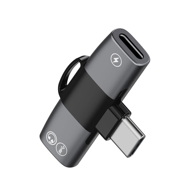 2 in 1 USB-C / Type-C to Dual USB-C / Type-C T-Type Audio Mobile Phone Charging Adapter(Tarnish)