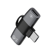 2 in 1 USB-C / Type-C to Dual USB-C / Type-C T-Type Audio Mobile Phone Charging Adapter(Tarnish)