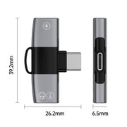 2 in 1 USB-C / Type-C to Dual USB-C / Type-C T-Type Audio Mobile Phone Charging Adapter(Tarnish)