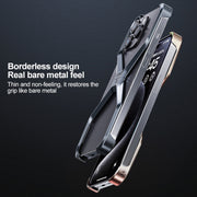 For iPhone 15 Frameless X-shaped Metal Phone Case(Titanium Gold)