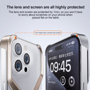 For iPhone 15 Frameless X-shaped Metal Phone Case(Titanium Gold)