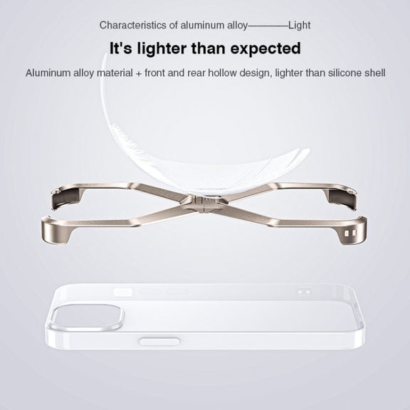 For iPhone 15 Frameless X-shaped Metal Phone Case(Titanium Gold)