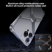 For iPhone 15 Frameless X-shaped Metal Phone Case(Titanium Gold)