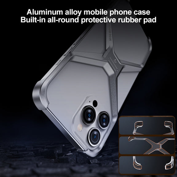 For iPhone 13 / 14 Frameless X-shaped Metal Phone Case(Titanium Gold)