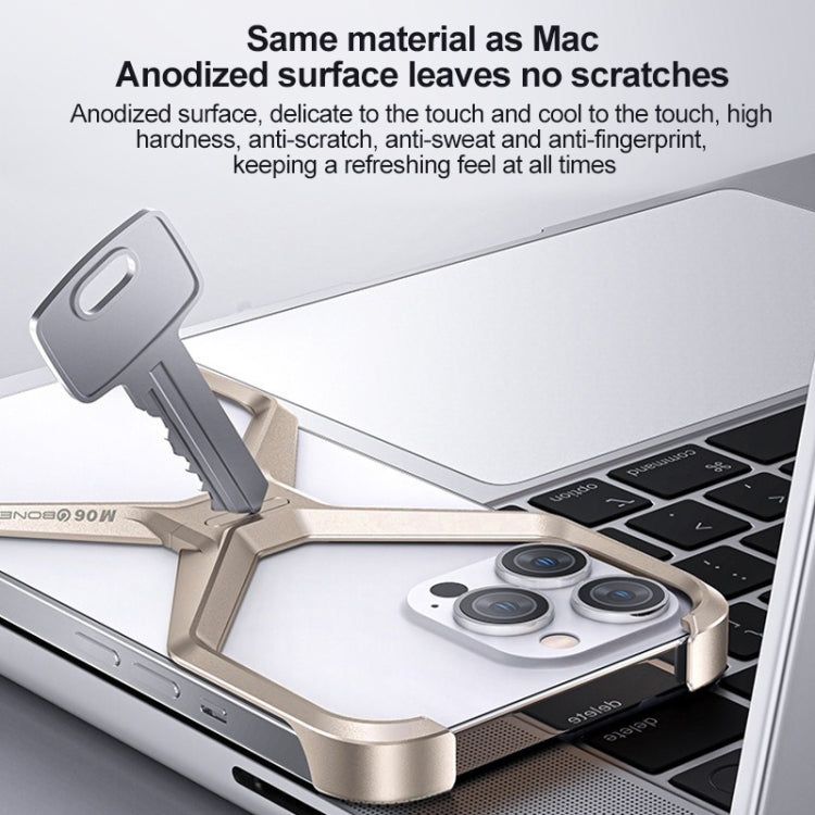 For iPhone 15 Frameless X-shaped Metal Phone Case(Titanium Gold)