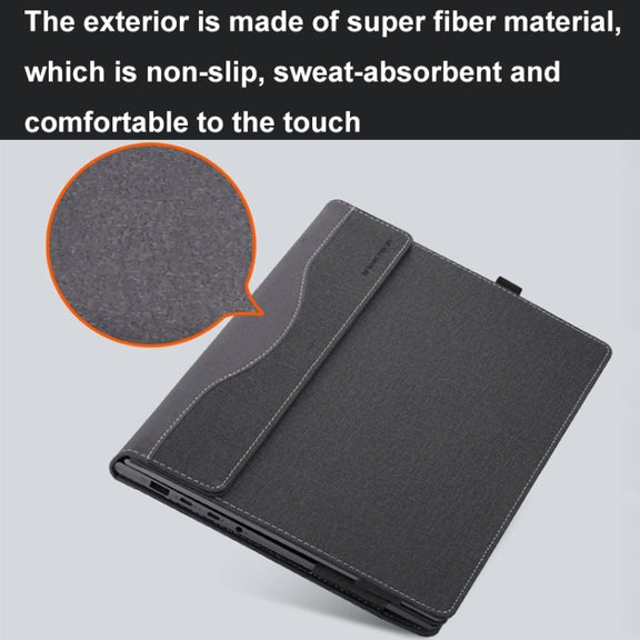 For HP Pavilion 14-ey Leather Laptop Shockproof Protective Case(Wine Red)