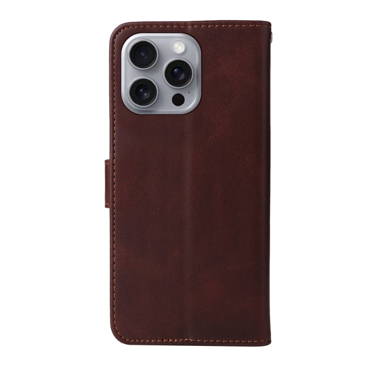 For iPhone 16 Pro Max Classic Calf Texture Flip Leather Phone Case(Brown)