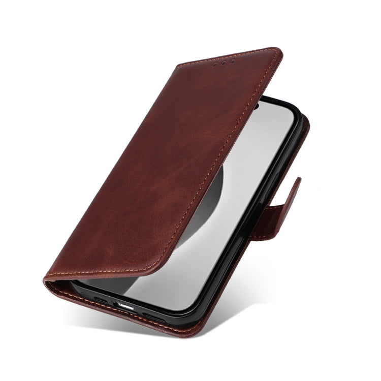For iPhone 16 Pro Max Classic Calf Texture Flip Leather Phone Case(Brown)