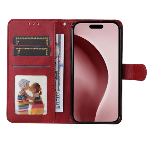 For iPhone 16 Pro Classic Calf Texture Flip Leather Phone Case(Red)