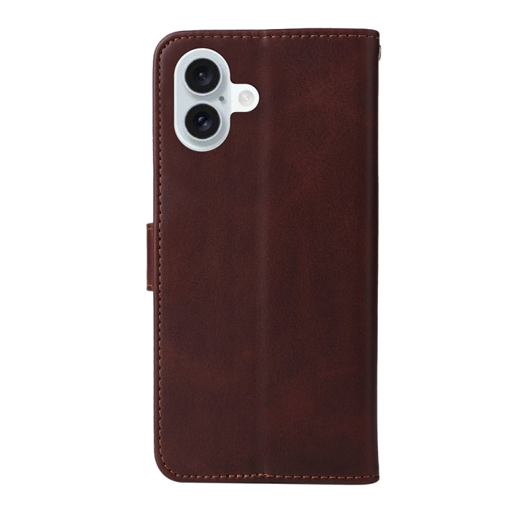 For iPhone 16 Plus Classic Calf Texture Flip Leather Phone Case(Brown)