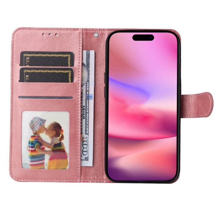 For iPhone 16 Classic Calf Texture Flip Leather Phone Case(Rose Gold)