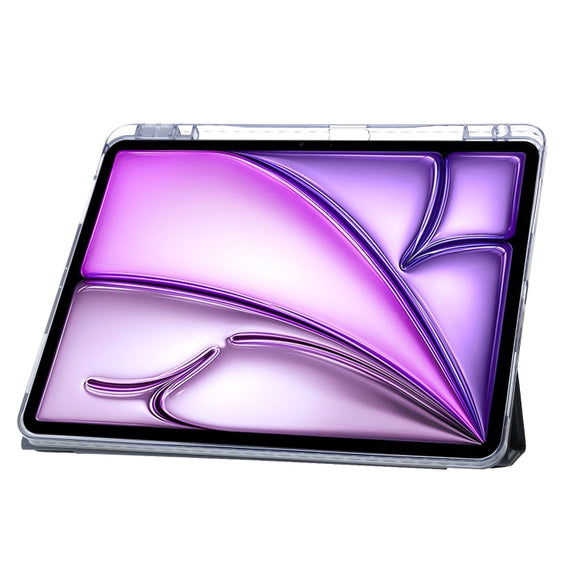 For iPad Air 13 2025 / 2024 Clear Acrylic Deformation Leather Tablet Case(Black)