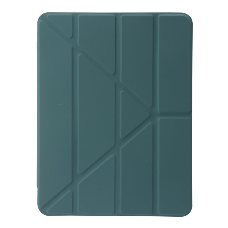 For iPad Air 13 2025 / 2024 Clear Acrylic Deformation Leather Tablet Case(Dark Green)