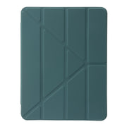For iPad Air 13 2025 / 2024 Clear Acrylic Deformation Leather Tablet Case(Dark Green)
