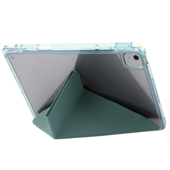 For iPad Air 13 2025 / 2024 Clear Acrylic Deformation Leather Tablet Case(Dark Green)