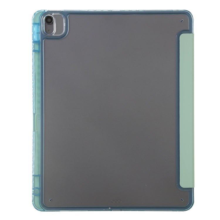 For iPad Air 13 2025 / 2024 Clear Acrylic Deformation Leather Tablet Case(Dark Green)